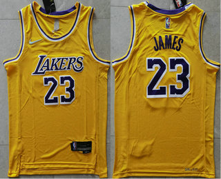 Personalized Men’s Los Angeles Lakers #23 LeBron James 75th Anniversary Diamond Gold 2021 Stitched Jersey