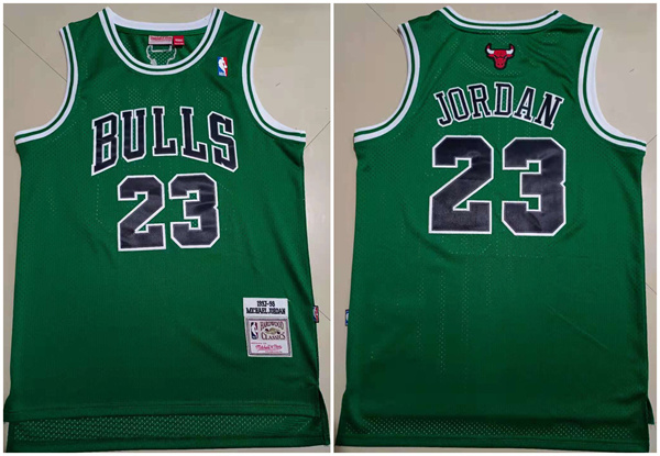 Personalized Men’s Chicago Bulls #23 Michael Jordan Green Throwback Stitched Basketball Jersey