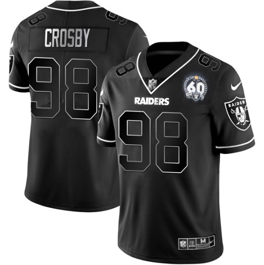 Personalized Men’s Las Vegas Raiders #98 Maxx Crosby Black Shadow Limited Stitched Jersey