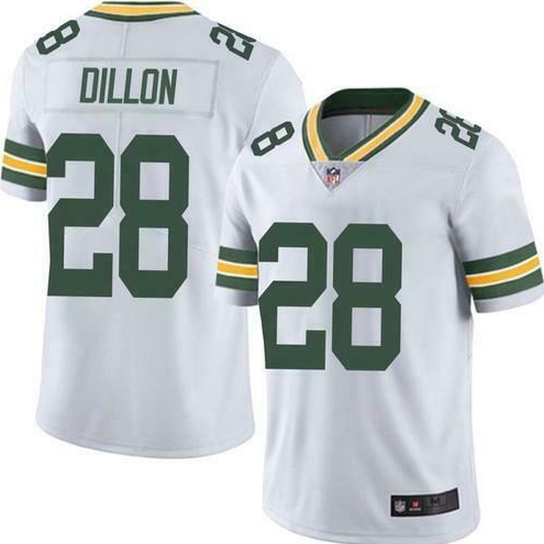 Personalized Men’s Green Bay Packers #28 A.J. Dillon White Untouchable Limited Stitched Jersey