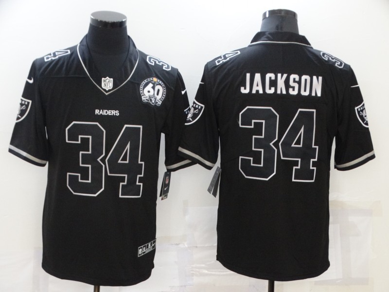 Personalized Men’s Las Vegas Raiders #34 Bo Jackson Black Shadow Limited Stitched Jersey