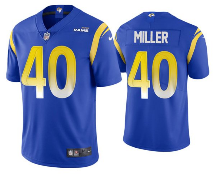 Personalized Men’s Los Angeles Rams #40 Von Miller 2021 Royal Untouchable Limited Stitched Football Jersey