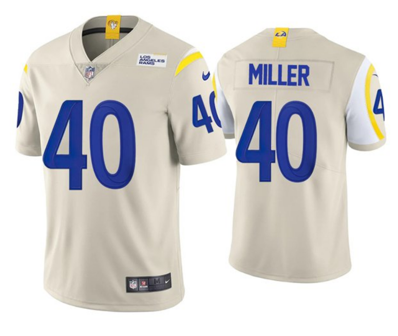 Personalized Men’s Los Angeles Rams #40 Von Miller 2021 Bone Untouchable Limited Stitched Football Jersey