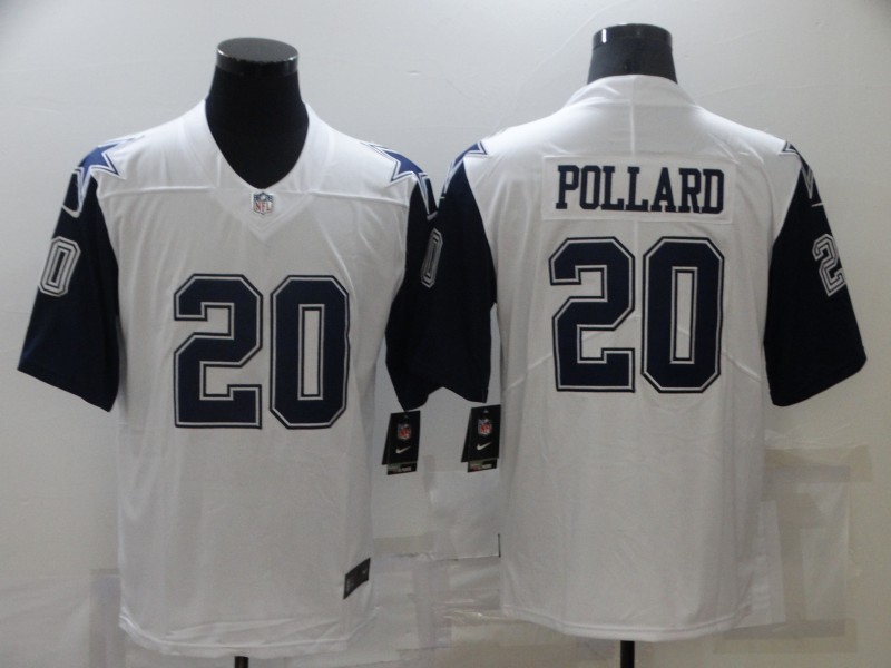 Personalized Men’s Dallas Cowboys #20 Tony Pollard 2021 White Thanksgiving Limited Stitched Jersey