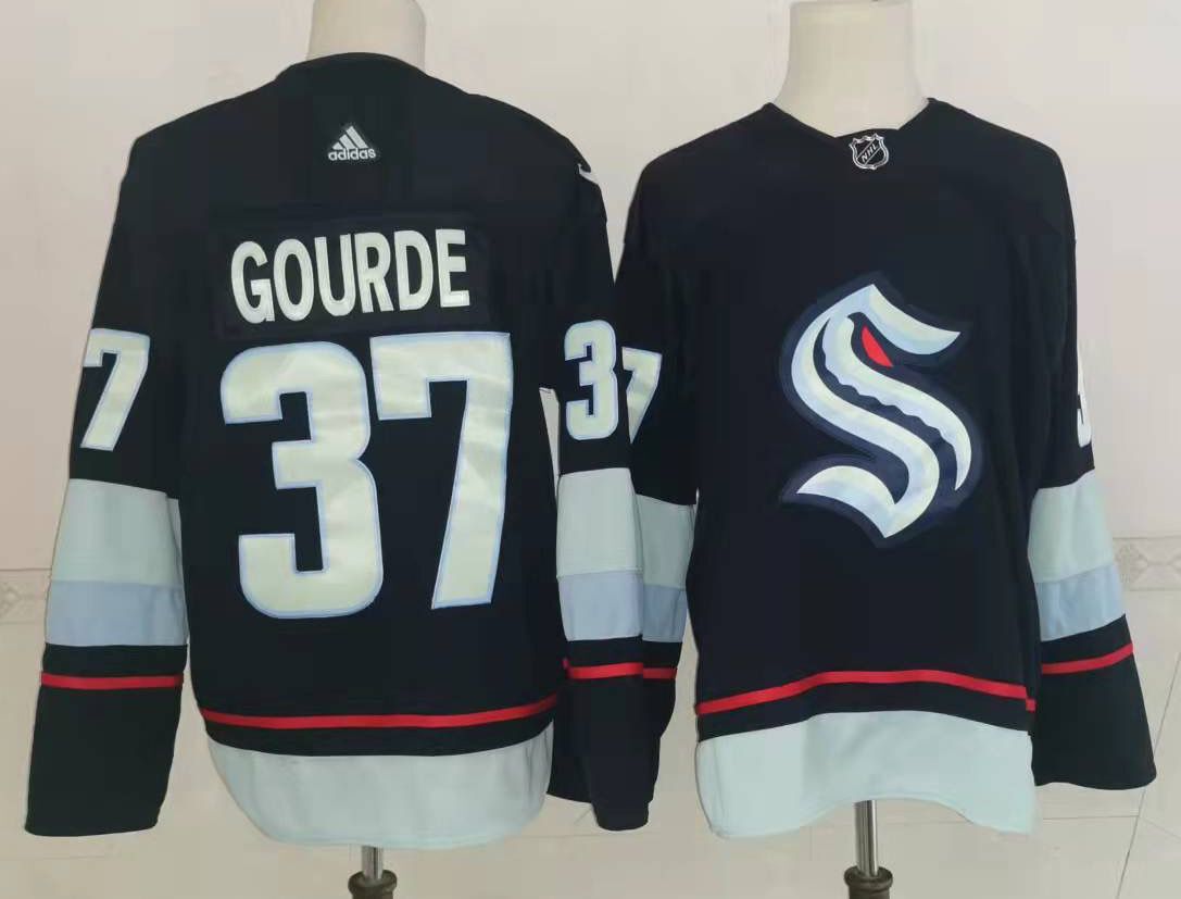 Personalized Men’s Seattle Kraken #37 Yanni Gourde Navy Blue Stitched NHL Jersey