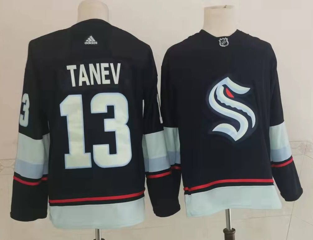 Personalized Men’s Seattle Kraken #13 Brandon Tanev Navy Blue Stitched NHL Jersey