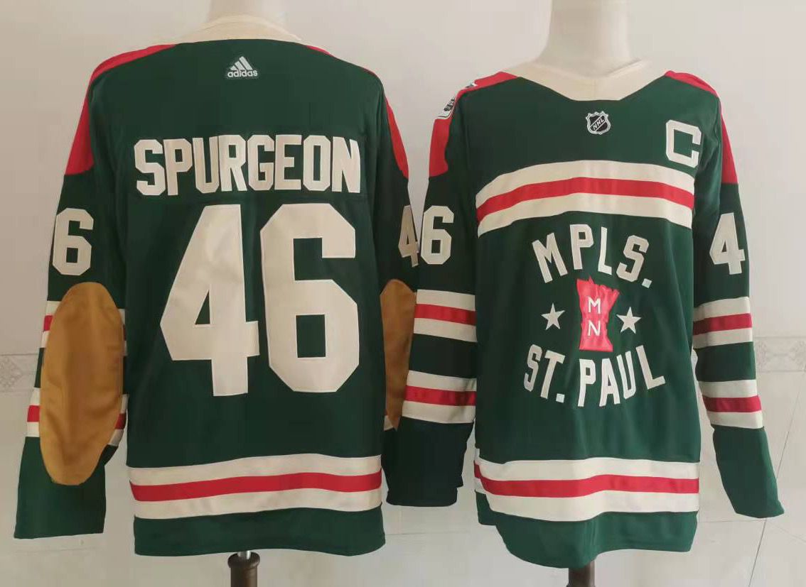 Personalized Men’s Minnesota Wild #46 Jared Spurgeon Green 2022 Winter Classic Stitched NHL Jersey