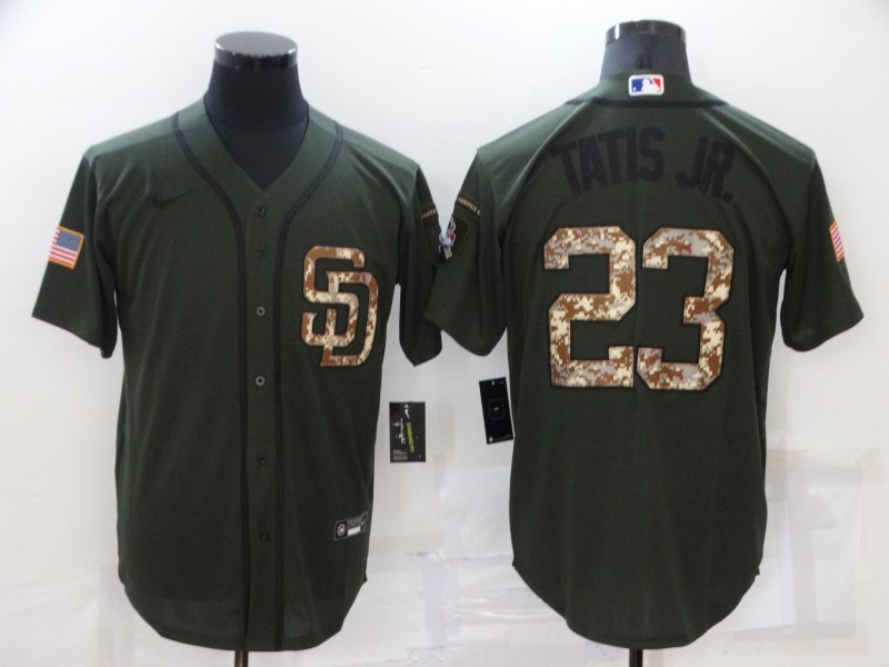 Personalized Men’s San Diego Padres #23 Fernando Tatis Jr. Olive Camo Cool Base Stitched Jersey
