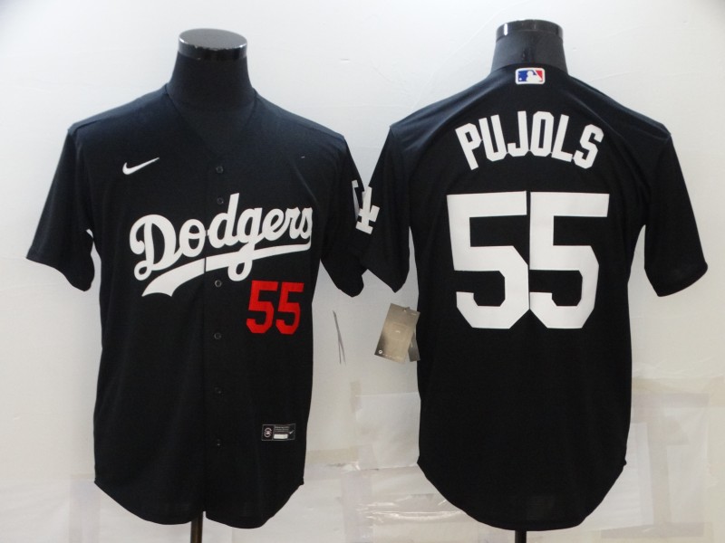Personalized Men’s Los Angeles Dodgers #55 Albert Pujols Black Cool Base Stitched Baseball Jersey