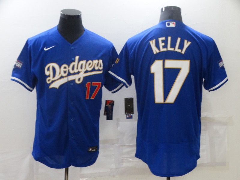 Personalized Men’s Los Angeles Dodgers #17 Joe Kelly Royal Blue Championship Flex Base Sttiched MLB Jersey