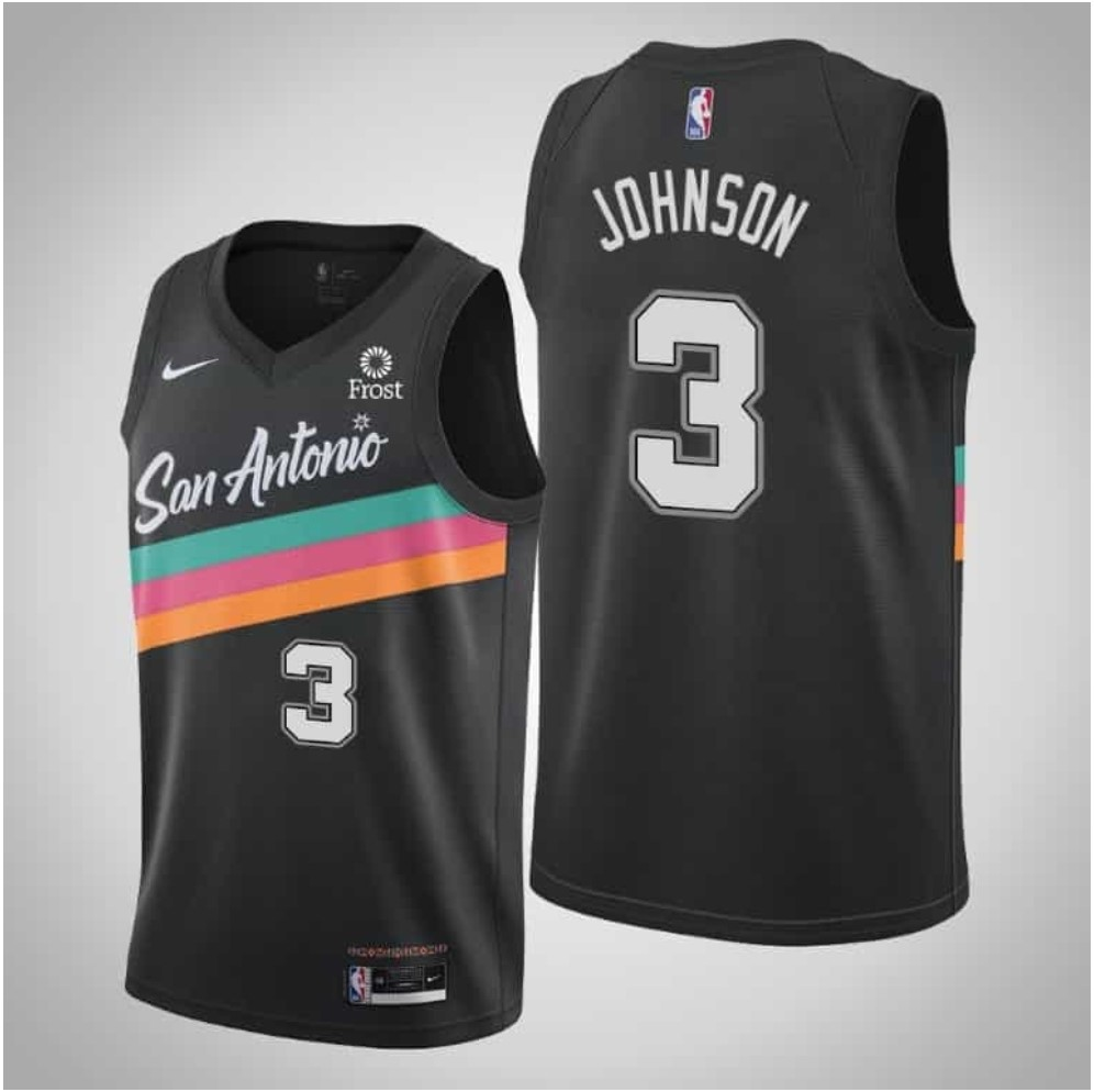 Personalized Men’s San Antonio Spurs #3 Keldon Johnson Black 2021 City Edition Swingman Stitched NBA Jersey With The NEW Sponsor Logo