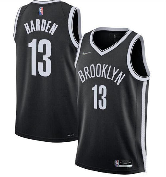 Personalized Men’s Brooklyn Nets #13 James Harden 75th Anniversary Black Stitched Basketball Jersey