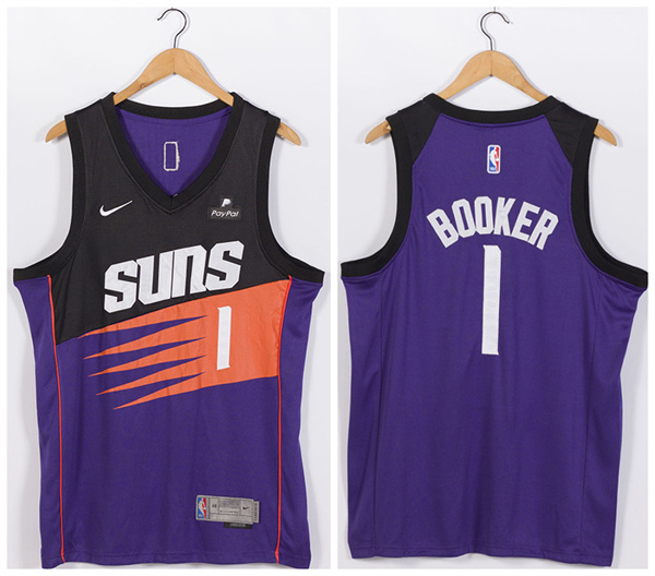 Personalized Men’s Phoenix Suns #1 Devin Booker Purple Stitched Jersey
