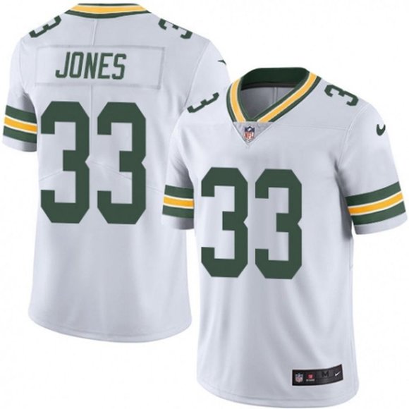 Personalized Youth Green Bay Packers #33 Aaron Jones White Untouchable Stitched Jersey
