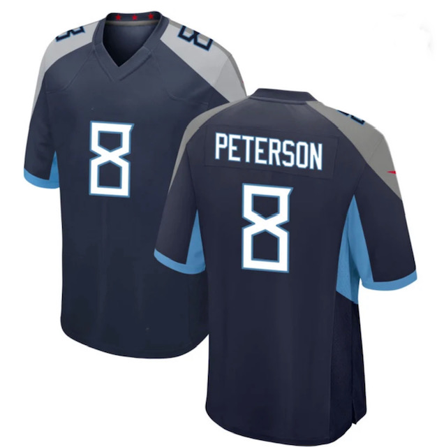 Personalized Men’s Titans #8 Adrian Peterson navy Limited Jersey