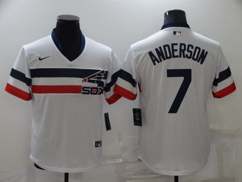 Personalized Men’s Chicago White Sox #7 Tim Anderson White Cool Base Stitched Jersey