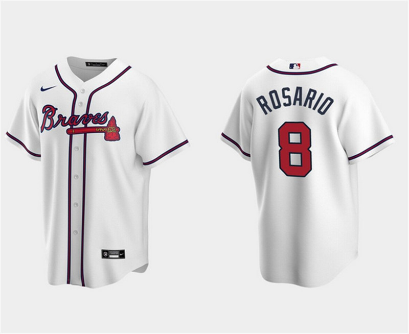 Personalized Men’s Atlanta Braves #8 Eddie Rosario White Cool Base Stitched Jersey