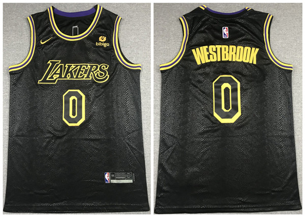 Personalized Men’s Los Angeles Lakers #0 Russell Westbrook Bibigo Black Stitched Jersey