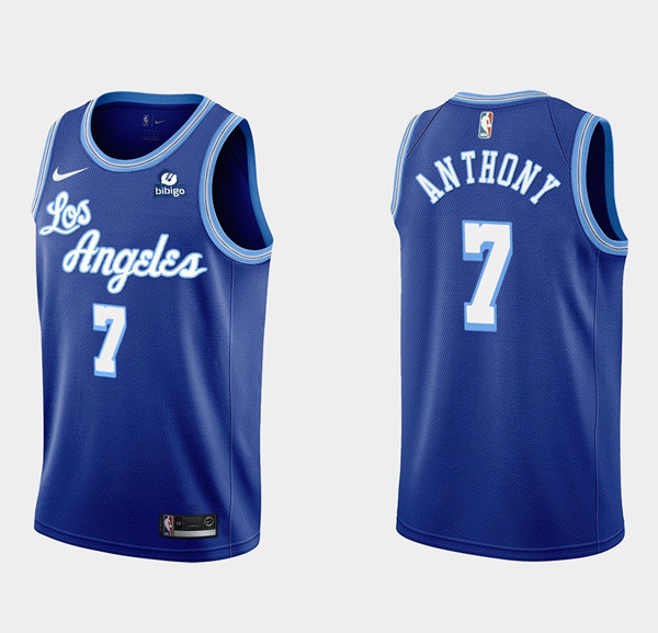 Personalized Men’s Los Angeles Lakers #7 Carmelo Anthony Blue Bibigo Stitched NBA Jersey