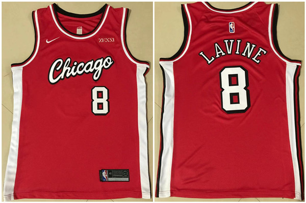 Personalized Men’s Chicago Bulls #8 Zach LaVine Red Stitched Basketball Jersey