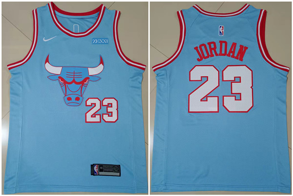 Personalized Men’s Chicago Bulls #23 Michael Jordan Light Blue Stitched Basketball Jersey