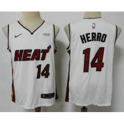 Personalized Men Miami Heat 14 Tyler Herro White 2021 Swingman Stitched NBA Jersey With The NEW Sponsor Logo