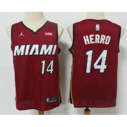 Personalized Men Miami Heat 14 Tyler Herro Red 2020 Brand Jordan Swingman Stitched NBA Jersey With The NEW Sponsor Logo