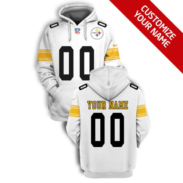 Personalized Men’s Pittsburgh Steelers Active Player 2021 White Pullover Hoodie