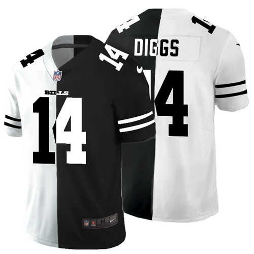 Personalized Men’s Buffalo Bills #14 Stefon Diggs Black White Split Untouchable Limited Stitched Jersey