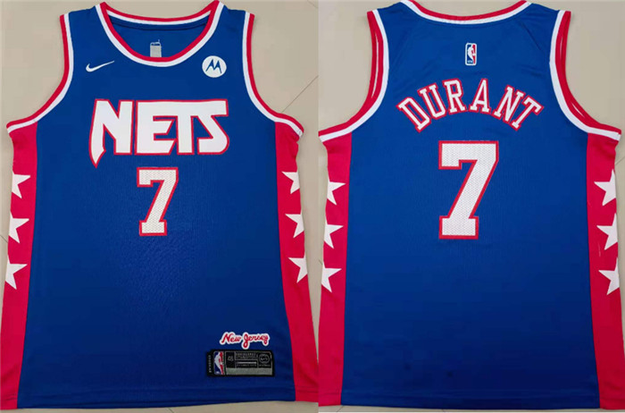 Personalized Nets 7 Kevin Durant Blue Throwback Swingman Jersey