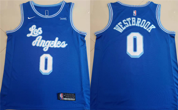 Personalized Lakers 0 Russell Westbrook Blue Swingman Jersey