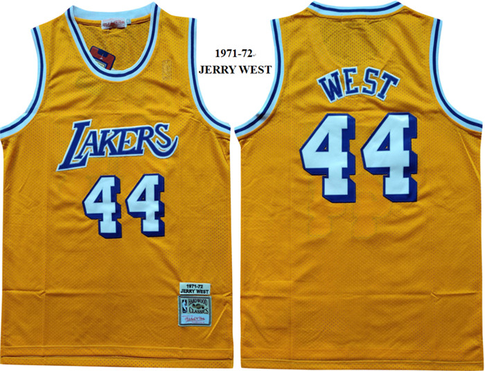 Personalized Lakers 44 Jerry West Yellow 1971-72 Hardwood Classics Jersey