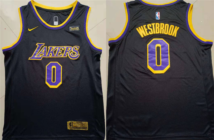 Personalized Lakers 0 Russell Westbrook Black Earned Edition Swingman Jersey