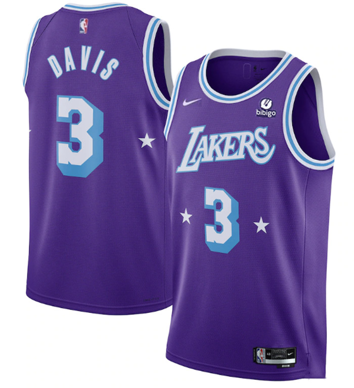 Personalized Men’s Los Angeles Lakers #3 Anthony Davis Bibigo Purple City Edition Stitched Jersey