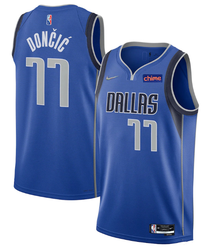 Personalized Men’s Dallas Mavericks #77 Luka Doncic 75th Anniversary Blue Stitched Basketball Jersey