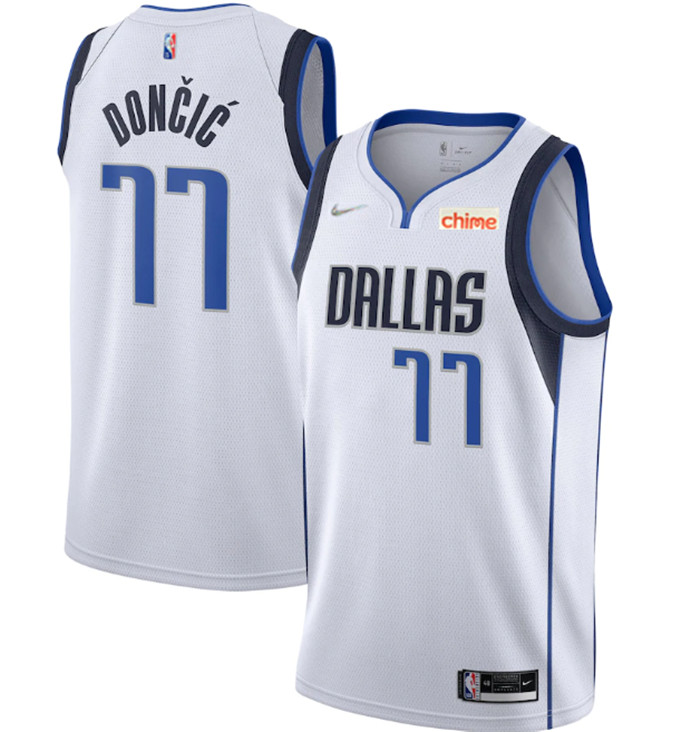 Personalized Men’s Dallas Mavericks #77 Luka Doncic 75th Anniversary White Stitched Basketball Jersey