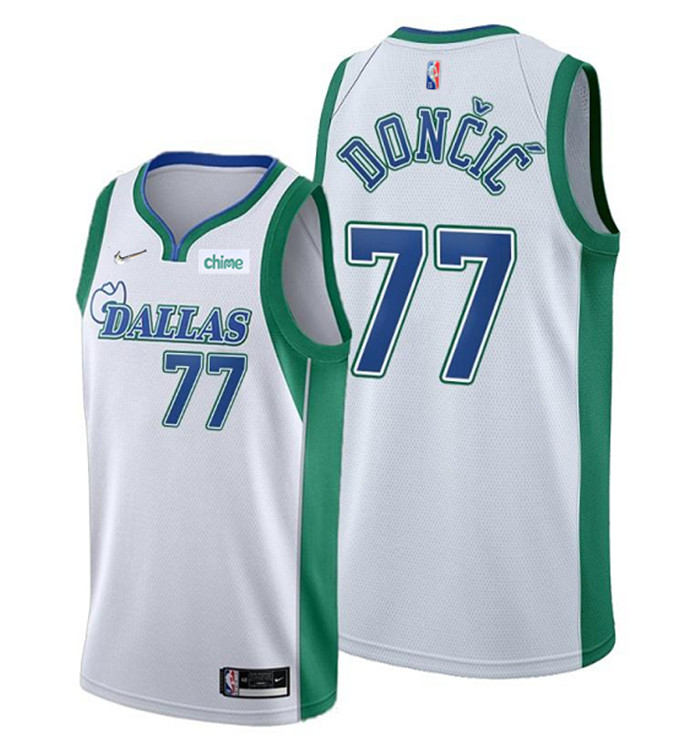 Personalized Men’s Dallas Mavericks #77 Luka Doncic 75th Anniversary White City Edition Stitched Basketball Jersey
