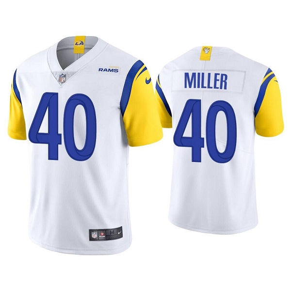 Personalized Men’s Los Angeles Rams #40 Von Miller 2021 White Untouchable Limited Stitched Football Jersey