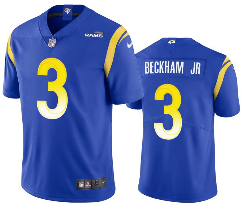Personalized Men’s Los Angeles Rams #3 Odell Beckham Jr. 2021 Royal Untouchable Limited Stitched Football Jersey