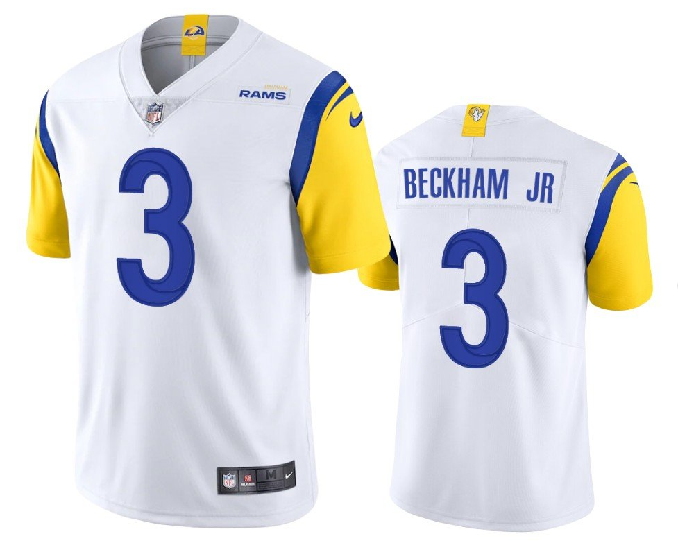 Personalized Men’s Los Angeles Rams #3 Odell Beckham Jr. 2021 White Untouchable Limited Stitched Football Jersey