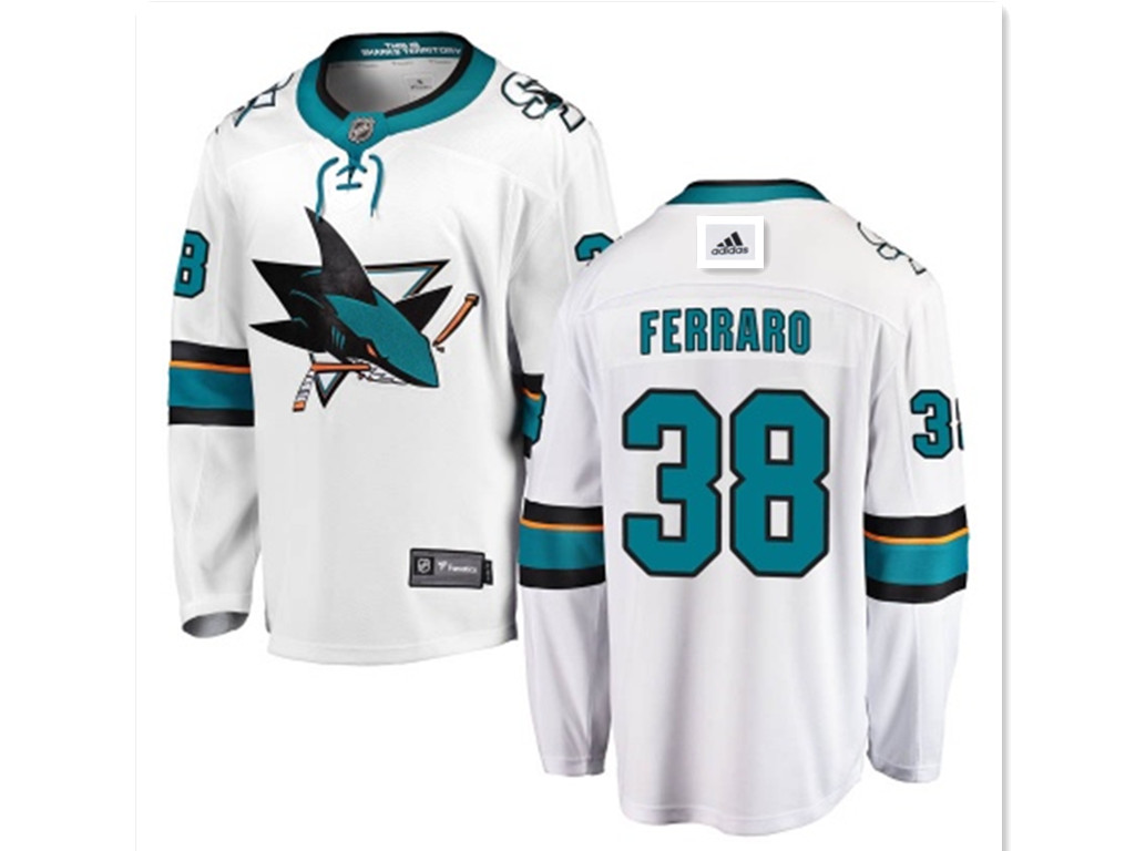 Personalized men’s San Jose Sharks #38 mario ferraro branded away breakaway white jersey