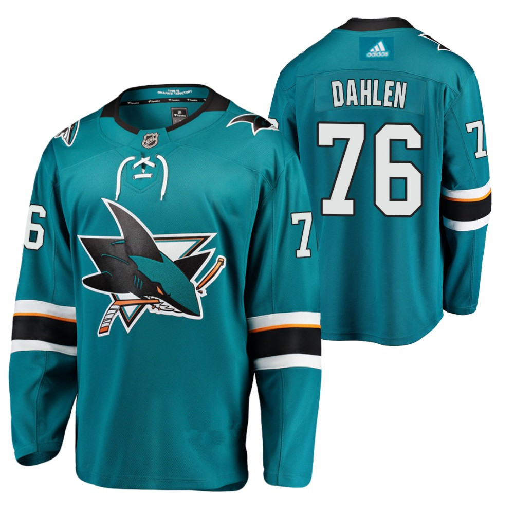 Personalized San Jose Sharks #76 Jonathan Dahlen Teal Home Authentic Stitched NHL Jersey