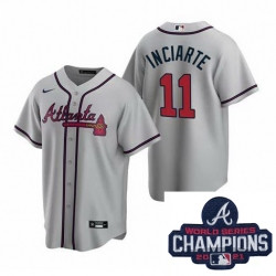 Personalized Men Atlanta Braves 11 Ender Inciarter Gray Alternate Stitched Baseball Stitched MLB 2021 Champions Patch Jersey