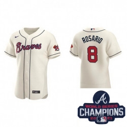Personalized Men Atlanta Braves 8 Eddie Rosario Ice Cream Alternate Stitched Baseball Stitched MLB 2021 Champions Patch Jersey