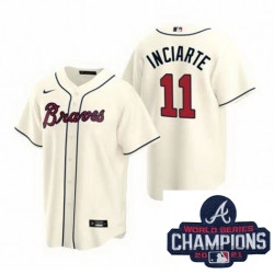 Personalized Men Atlanta Braves 11 Ender Inciarter Ice Cream Alternate Stitched Baseball Stitched MLB 2021 Champions Patch Jersey