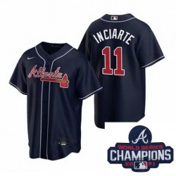 Personalized Men Atlanta Braves 11 Ender Inciarter Navy Blue Alternate Stitched Baseball Stitched MLB 2021 Champions Patch Jersey