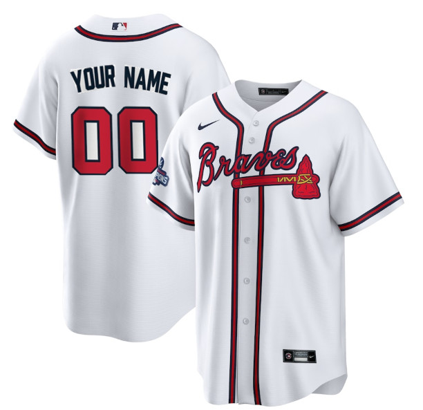 Personalized Men’s Atlanta Braves Active Player 2021 White World Series Champions Cool Base Stitched Jersey