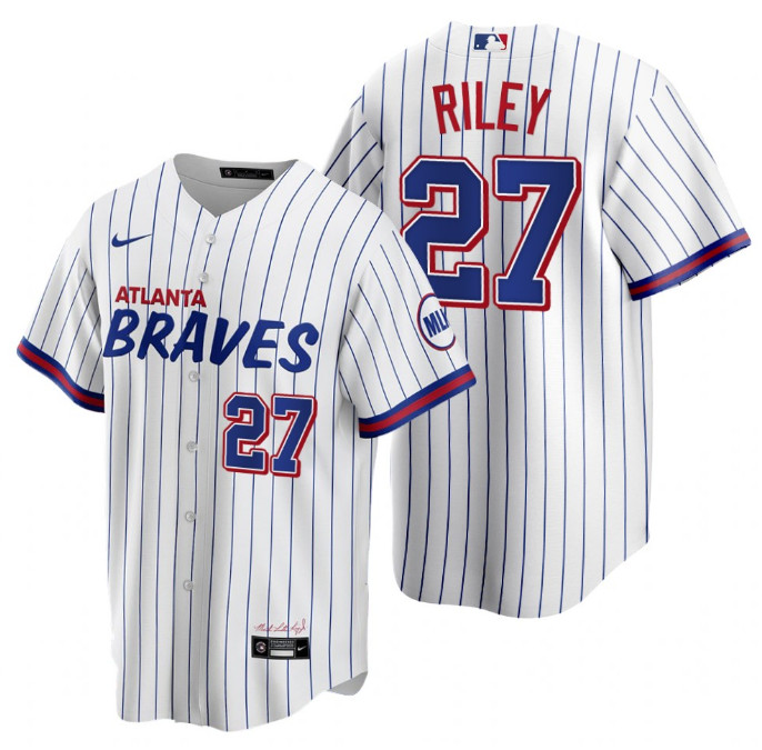 Personalized Men’s Atlanta Braves #27 Austin Riley 2021 White City Connect Stitched Jersey