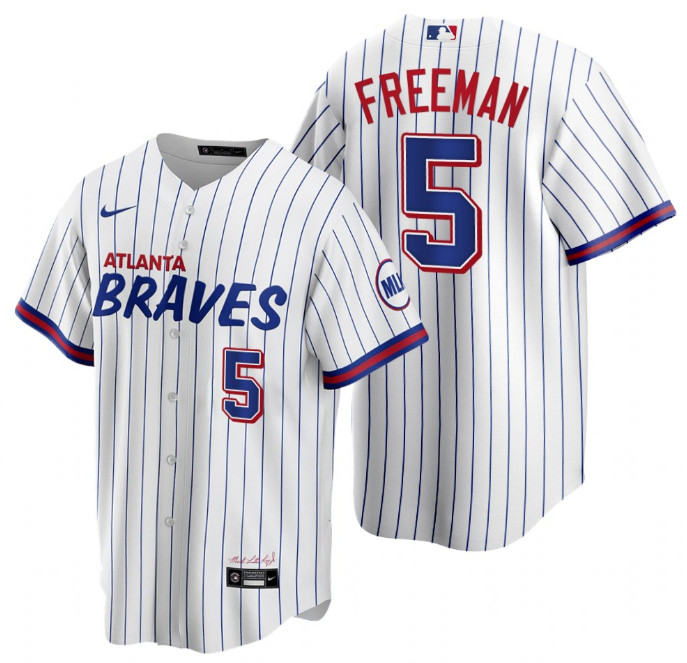 Personalized Men’s Atlanta Braves #5 Freddie Freeman 2021 White City Connect Stitched Jersey