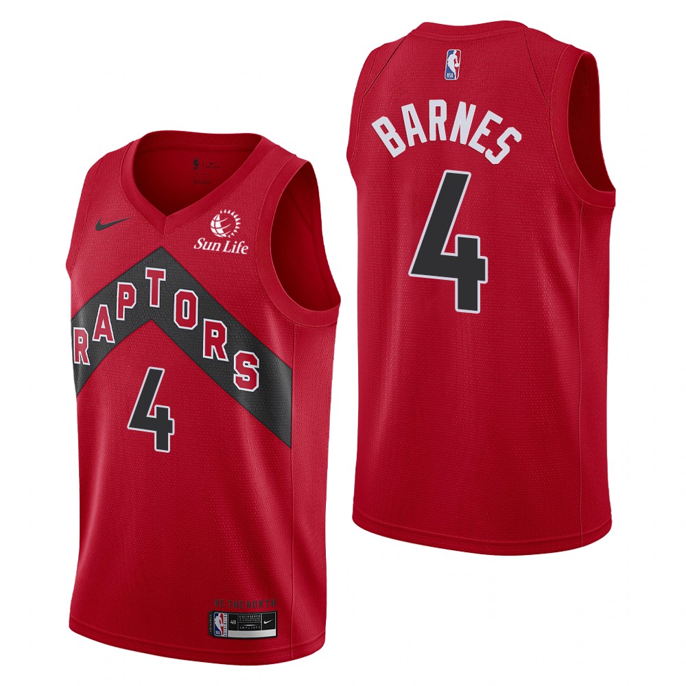 Personalized Men’s Toronto Raptors #4 Scottie Barnes Icon Edition Red Jersey